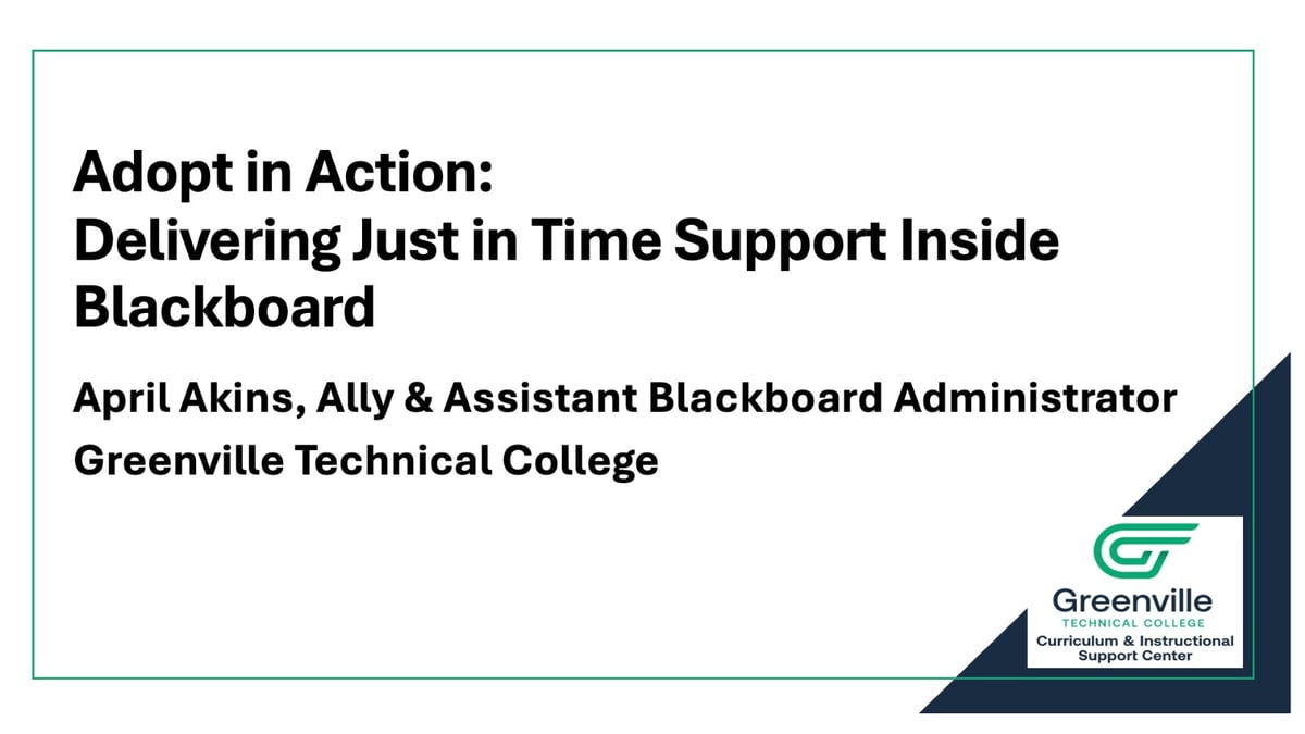 Adopt in Action: Delivering Just in Time Support Inside Blackboard
