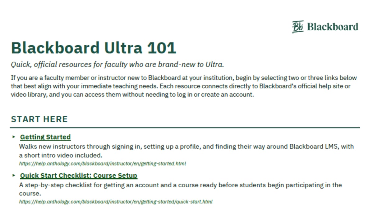 PDF Blackboard LMS 101 Guide for Faculty