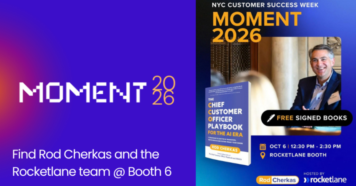 Free Book Signing by Rod Cherkas - The CCO Playbook for the AI Era - At the Rocketlane Booth