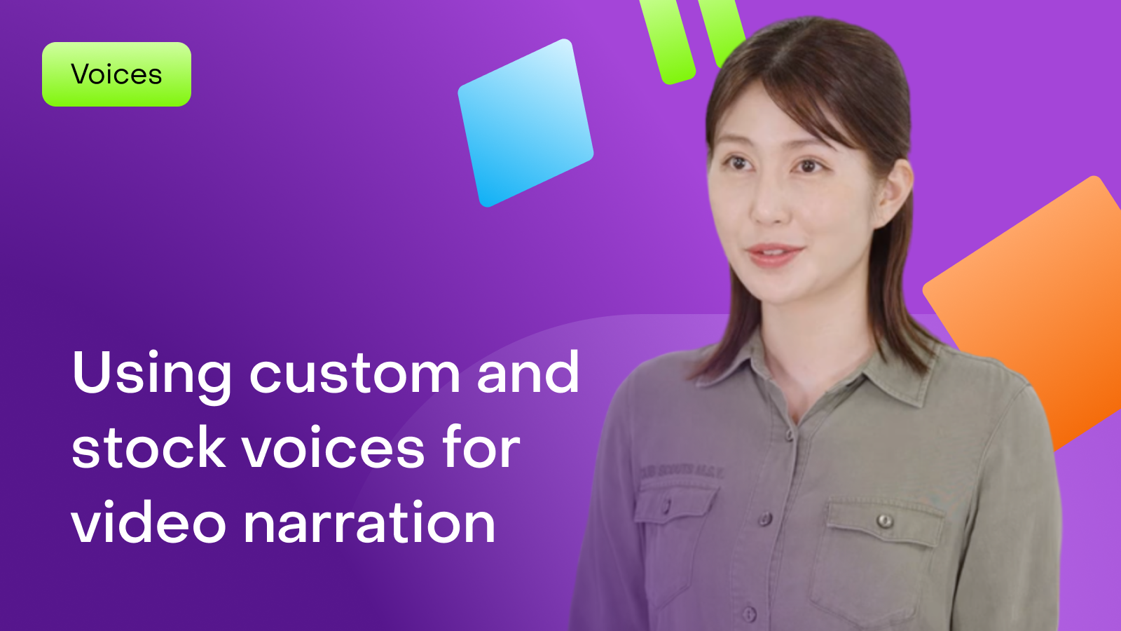 Using custom and stock voices for video narration