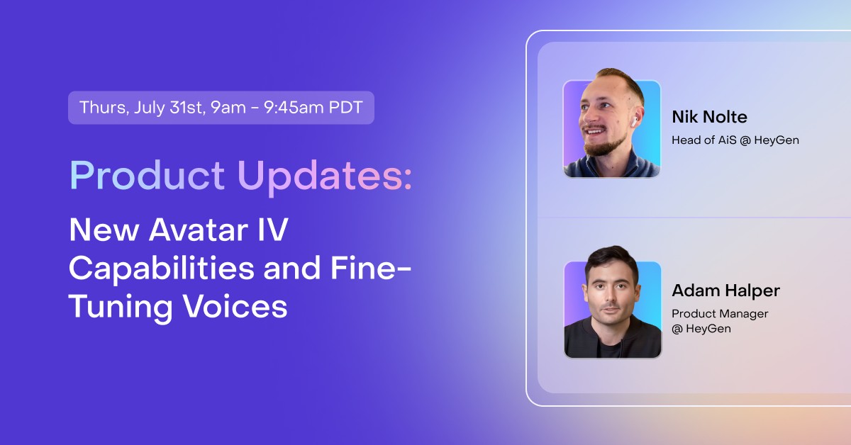 Monthly Product Updates: New Avatar IV Updates & Fine-Tuning Voices