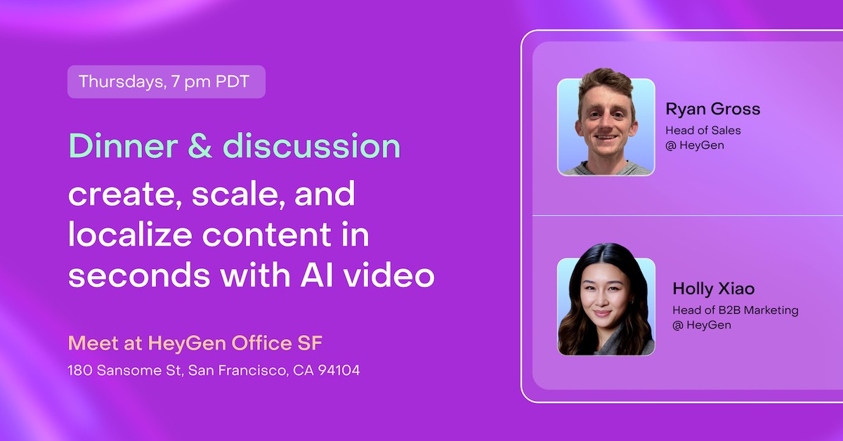 Dinner + masterclass: create, localize, and scale training courses with AI video