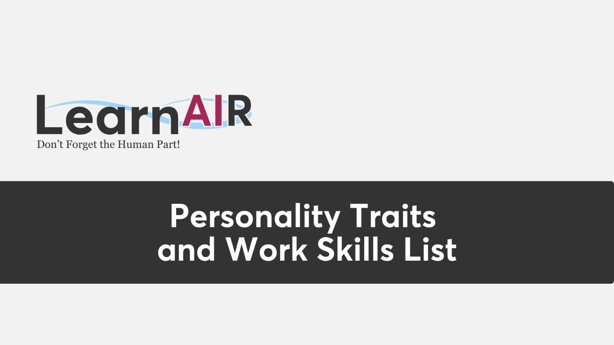 Personality Traits and Work Skills List