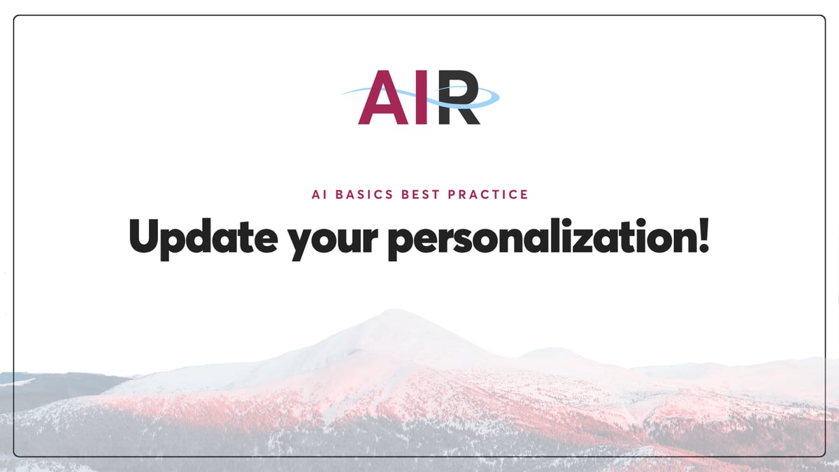 AI best practice: Update your personalization