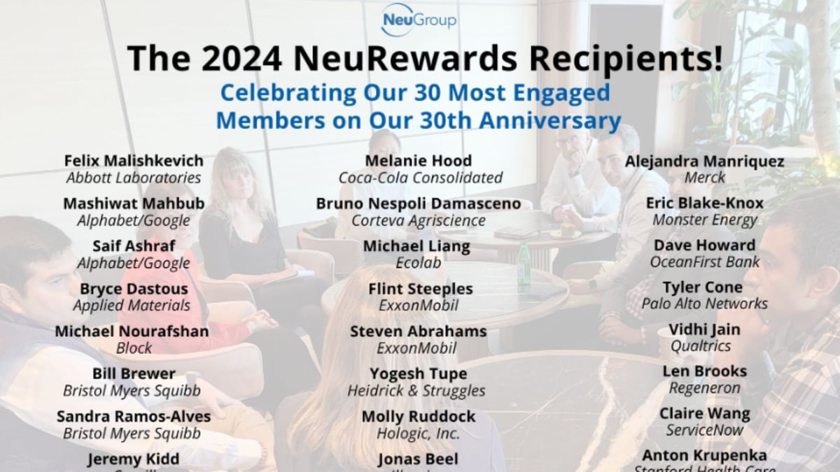 Celebrating 30 Years of NeuGroup: Honoring the 30 Most Engaged NeuRewards Members