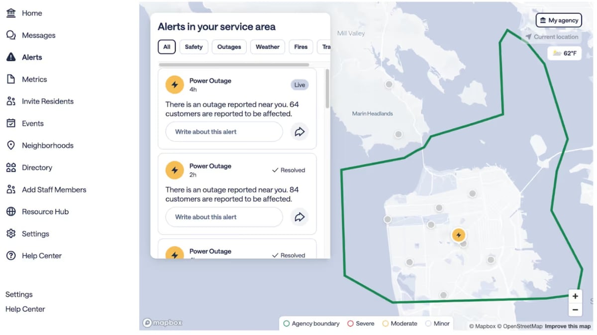 View and engage with posts from Nextdoor’s alerting partners from a map