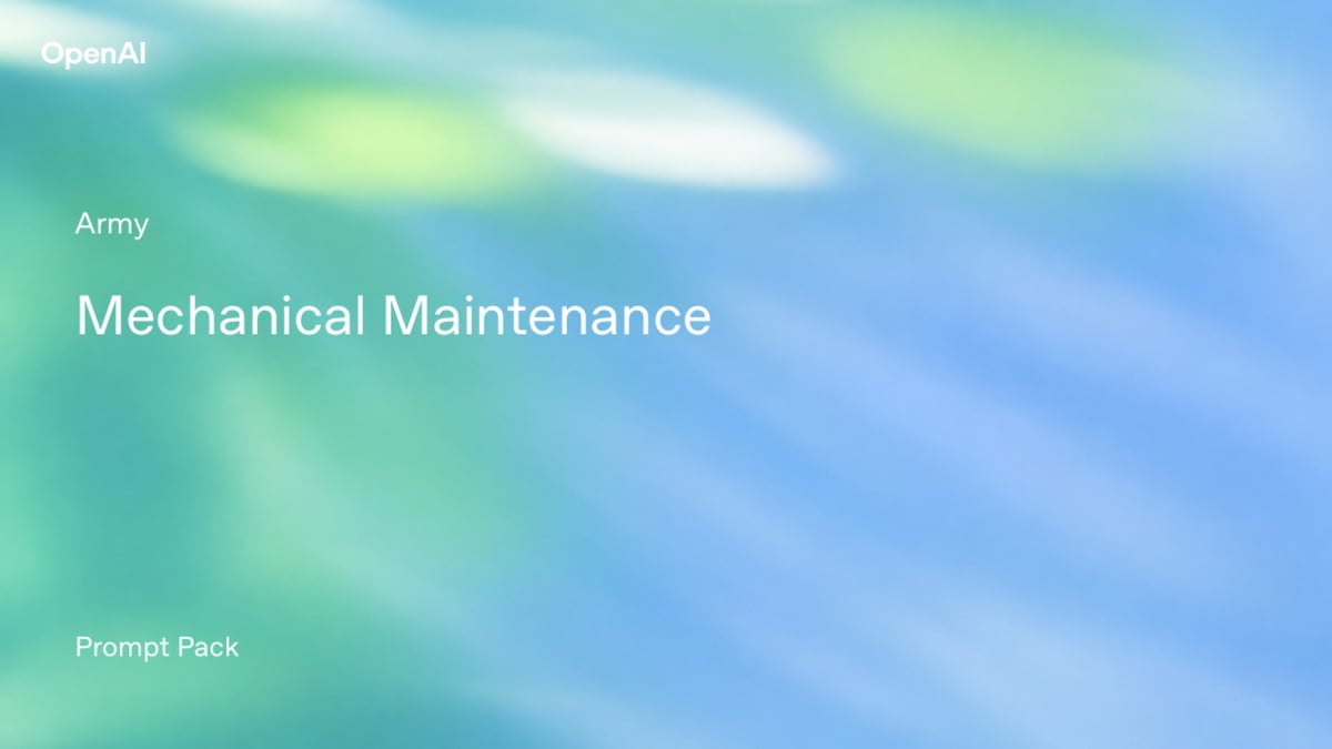 Army — Mechanical Maintenance Prompt Pack