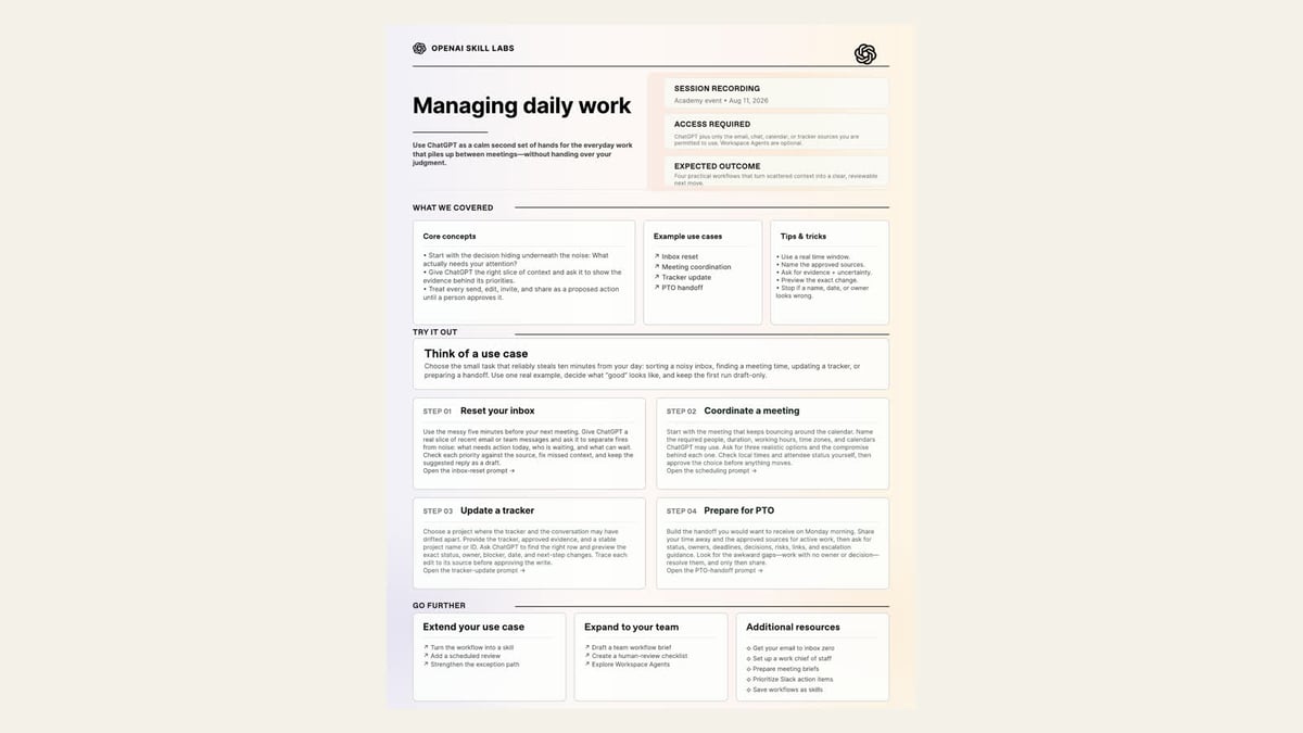 Skill Lab Handout: Managing daily work