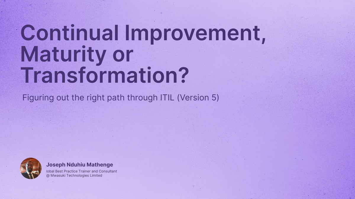 Continual Improvement, Maturity or Transformation?