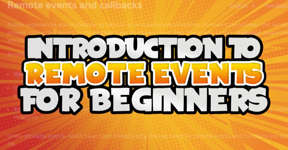 BEGINNER'S QUICKFIRE: Introduction to RemoteEvents