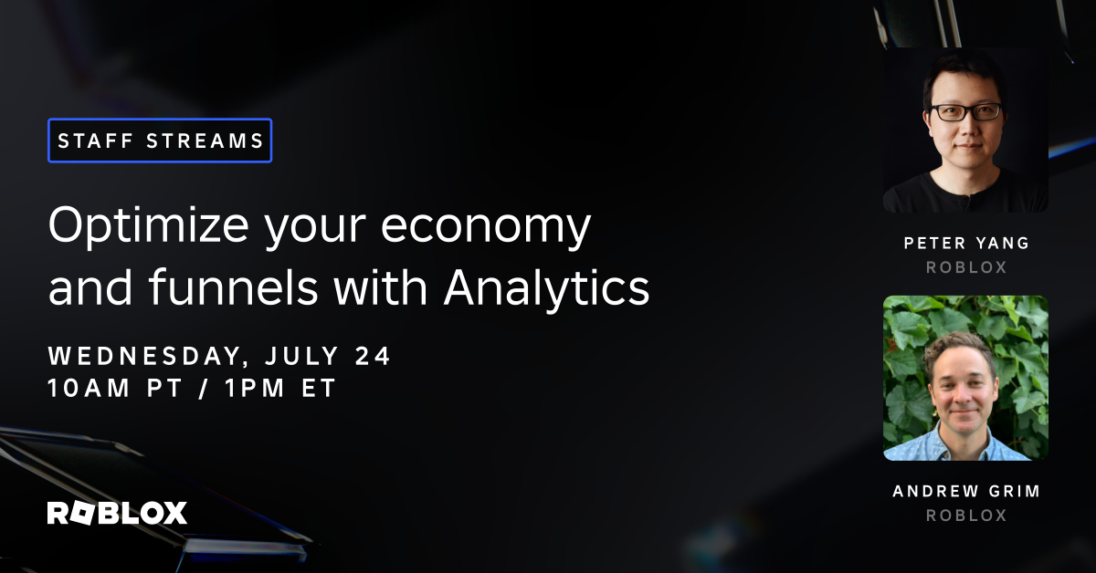 Roblox Staff Streams: Optimize your economy and funnels with Analytics