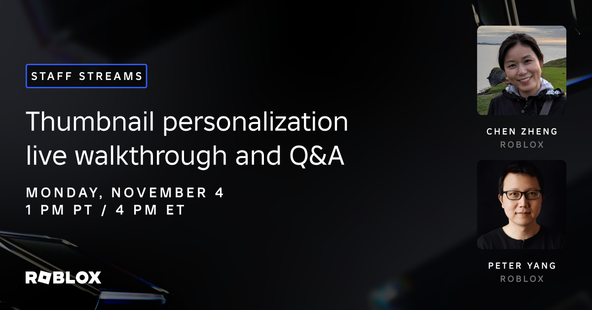 Roblox Staff Streams: Thumbnail personalization walkthrough